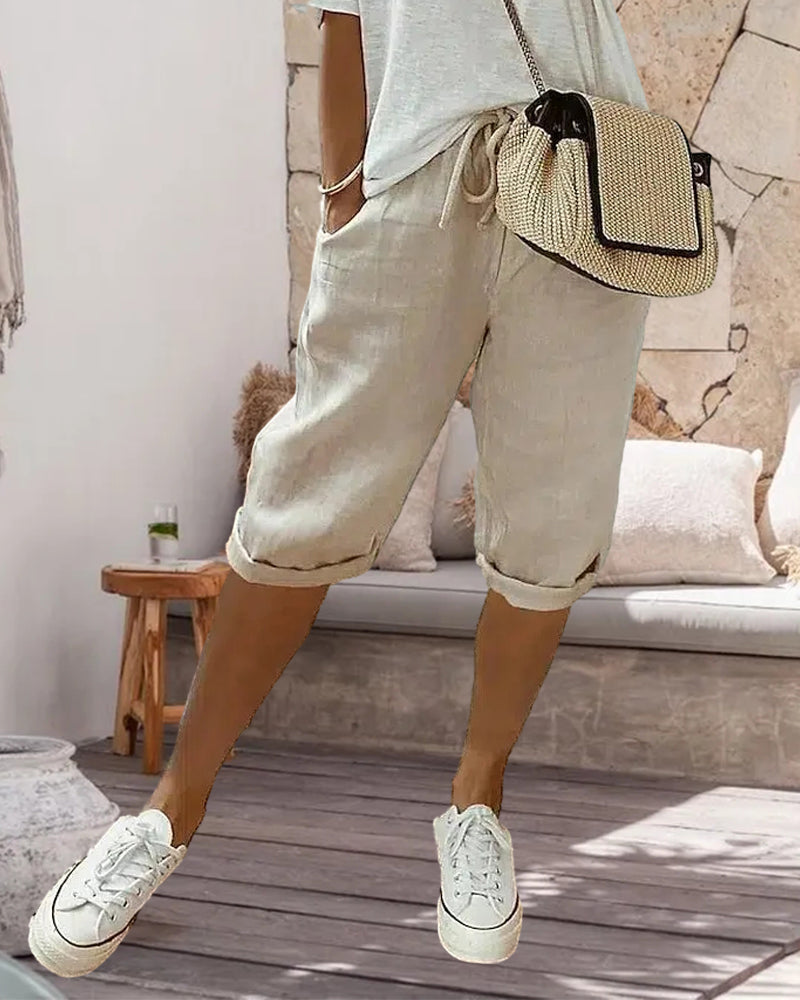Valenzora | Plain comfortable Bermuda shorts with drawstring