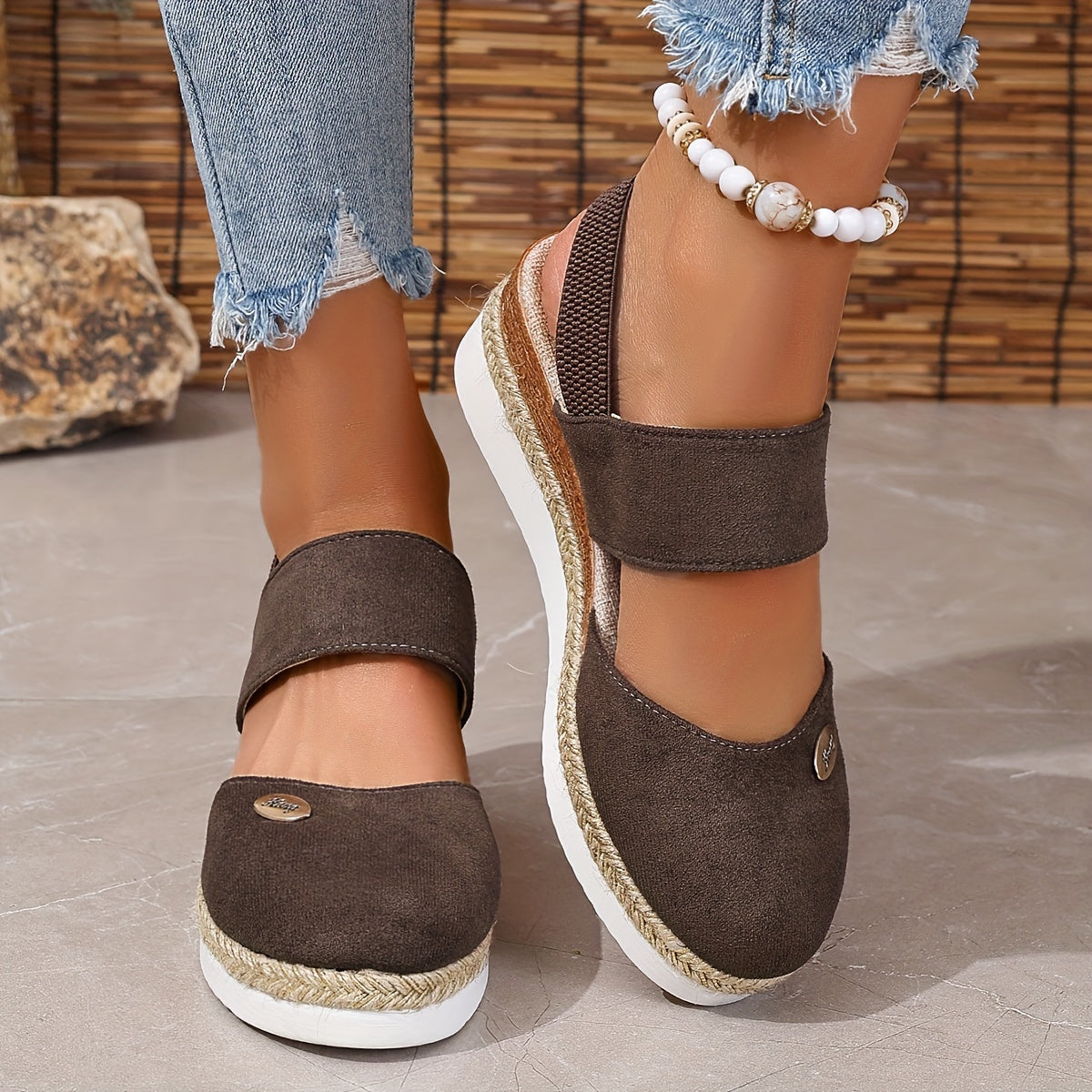 Valenzora | Women's Platform Sandals: Non-slip, Closed Toe, Elastic Strap