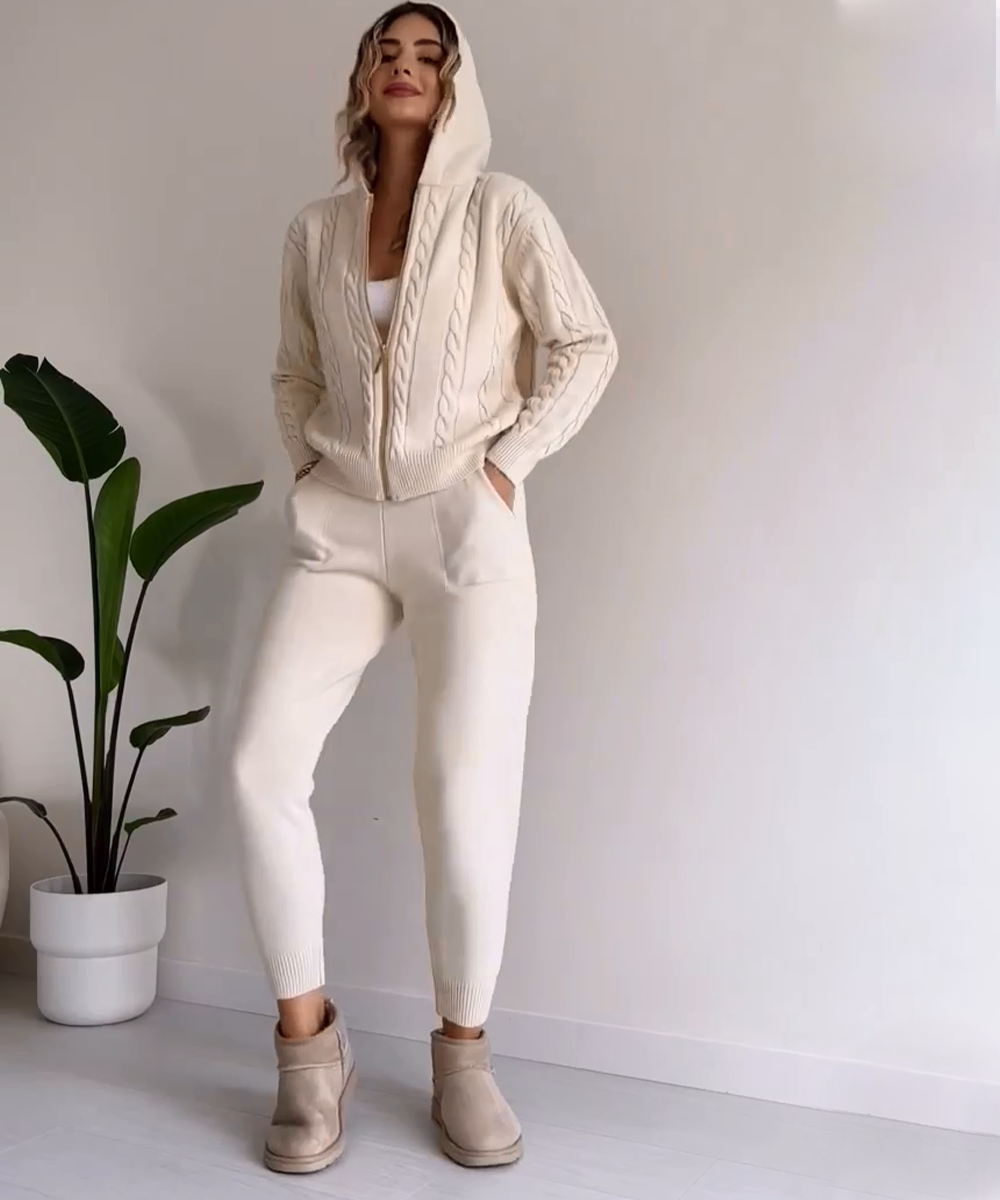 Anja™ - 2-piece set with cardigan and casual jacquard sweater