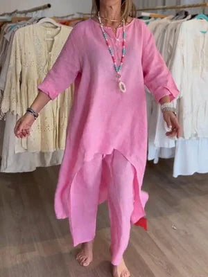 Valenzora | Solid-color linen leisure suit for women
