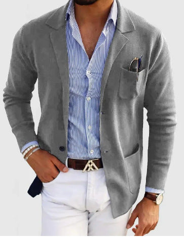 Valenzora | Herren-Cardigan mit lässigen Knöpfen, Taschen und gekerbtem Kragen, einfarbig, lange Ärmel