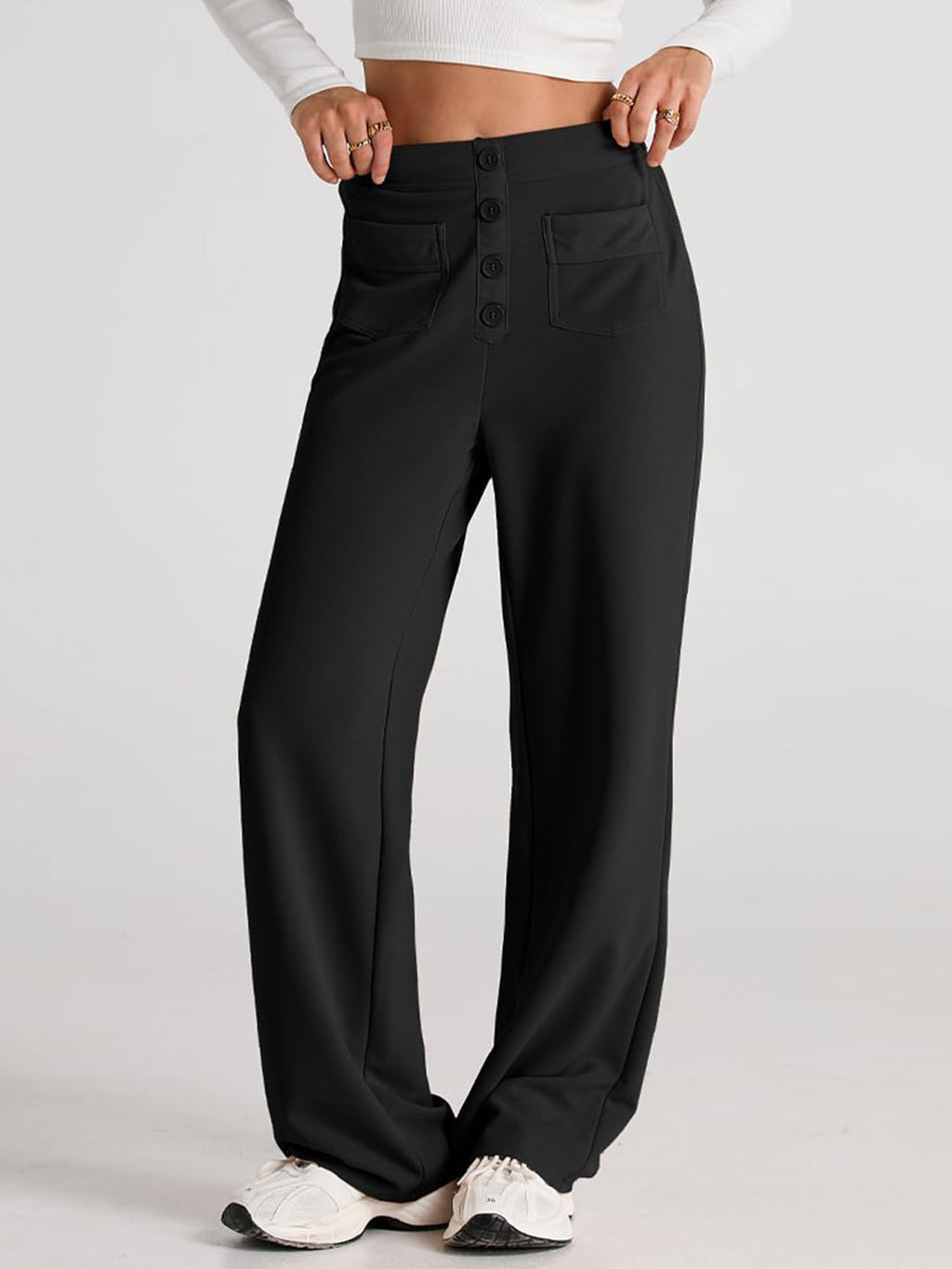 Valenzora | Wide-waisted trousers with pockets, elegant and comfortable