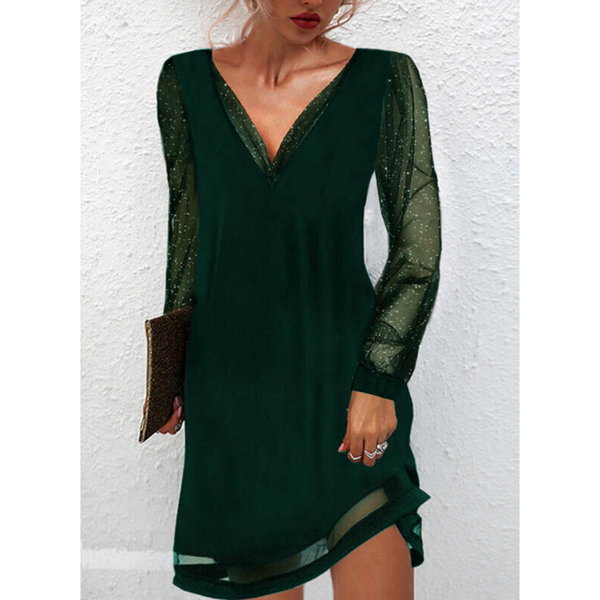 Valenzora | Festliches Kleid mit Spitzenbesatz und V-Ausschnitt