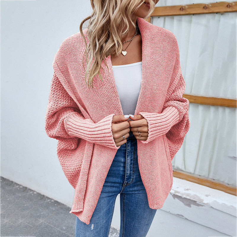 Valenzora | Strickjacke für Damen - Oversize-Passform mit großem Kragen und Fledermausärmeln