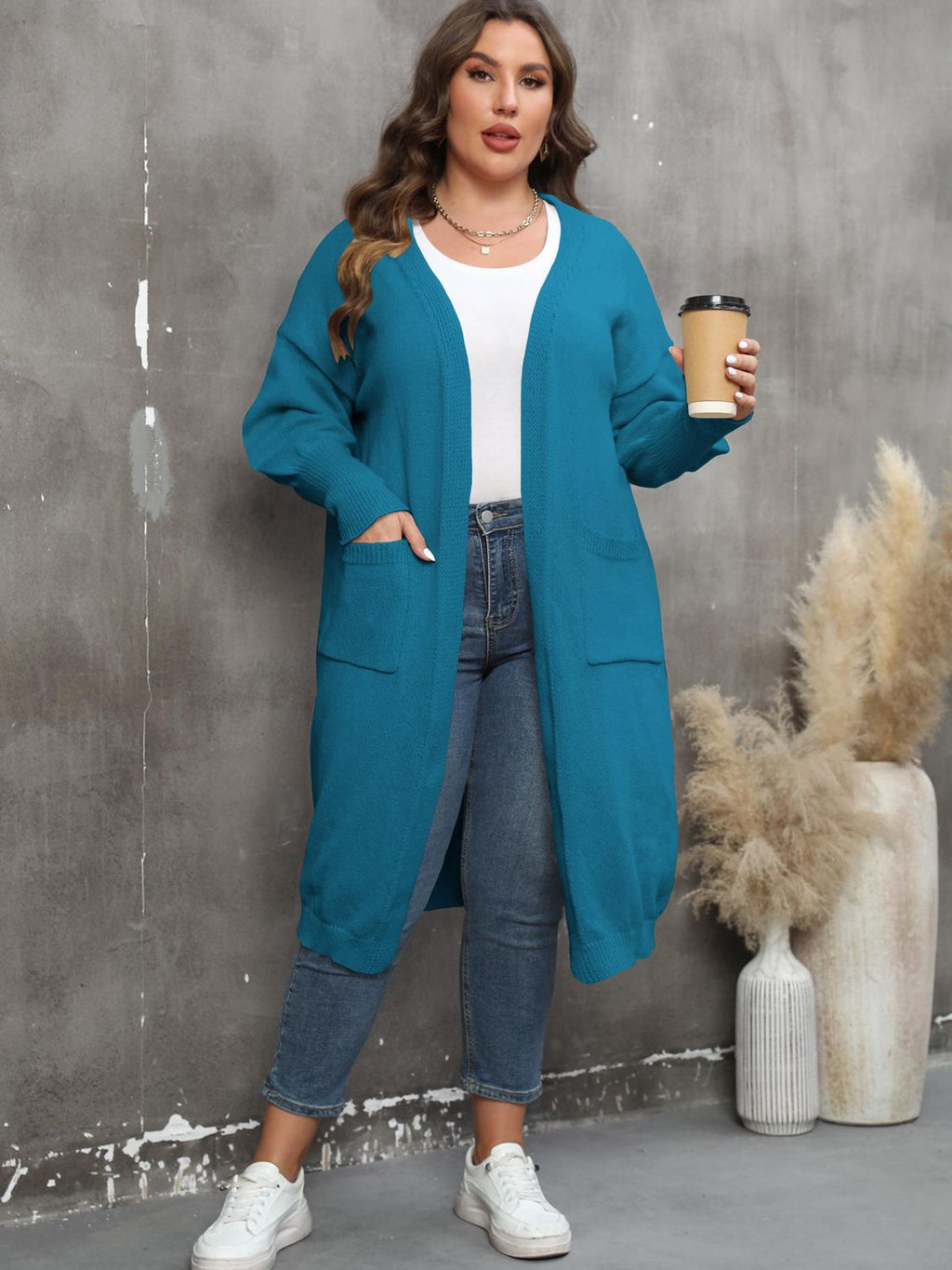 Valenzora | Plus Size Langarm-Cardigan mit Taschen