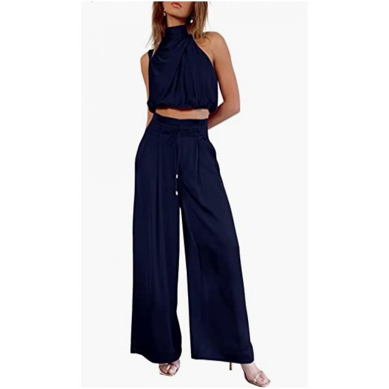 Valenzora | Casual Sleeveless Top with Midriff and Wide Legs 2-Piece Set Women's Clothing