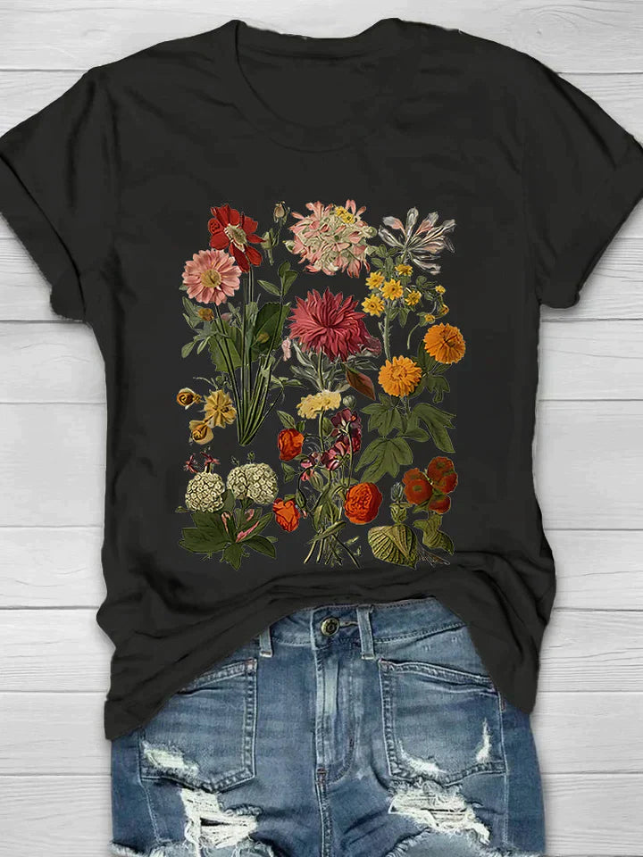 Valenzora | Vintage Blumen-T-Shirt Retro-Stil Für Lässig-Chic