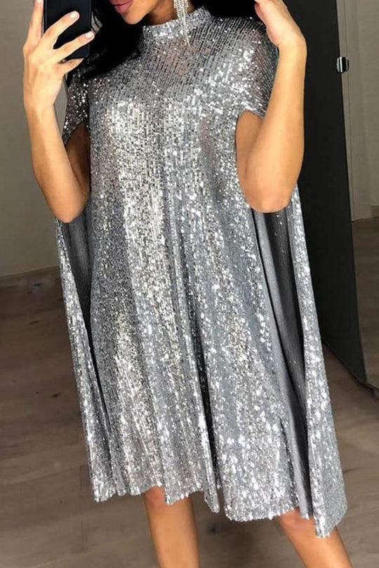 Valenzora | Wine Me And Dine Me Sequin Cape Dress
