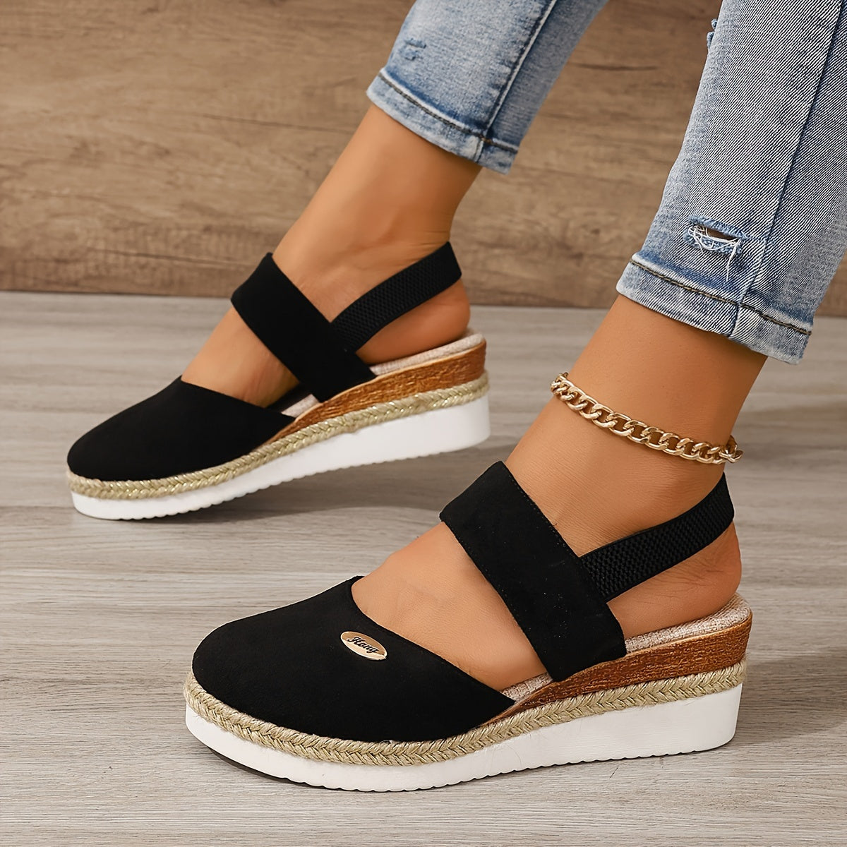 Valenzora | Women's Platform Sandals: Non-slip, Closed Toe, Elastic Strap