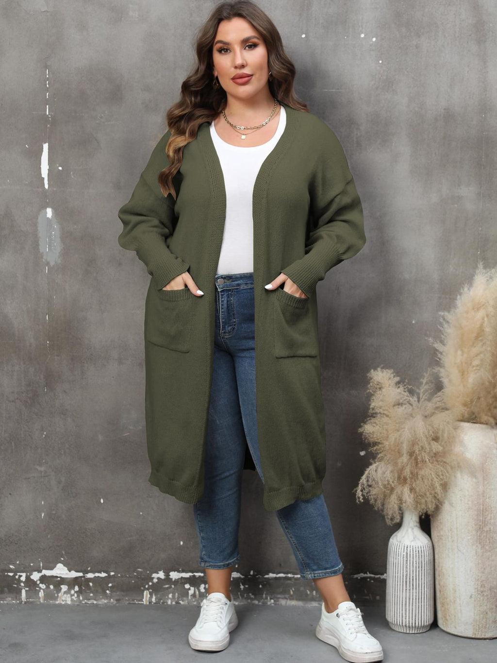 Valenzora | Plus Size Langarm-Cardigan mit Taschen