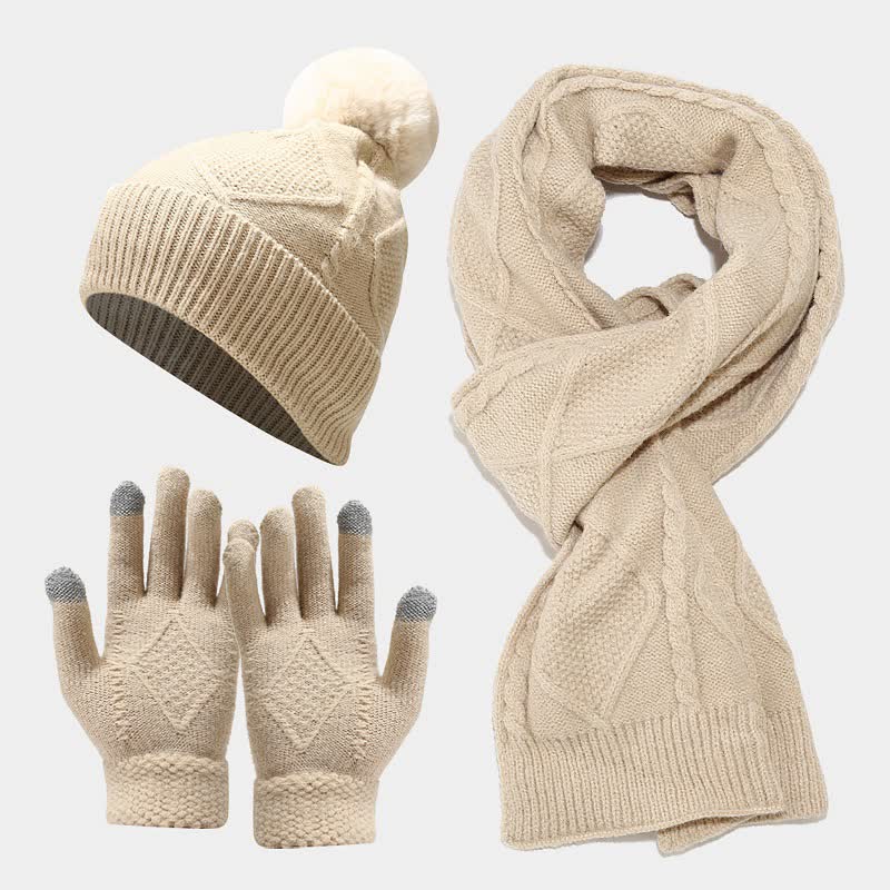 Valenzora | 3-piece knitted accessory set - stylish women's hat, scarf and gloves
