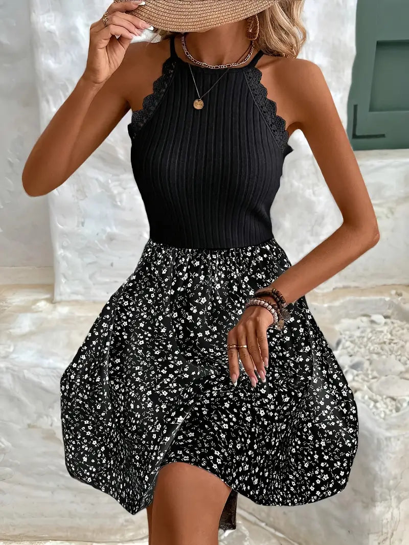 Valenzora | Cotton knit halterneck dress