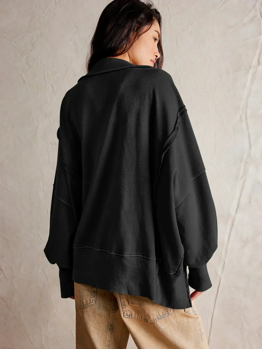 Valenzora - Casual sweatshirt with buttons and lamp sleeves