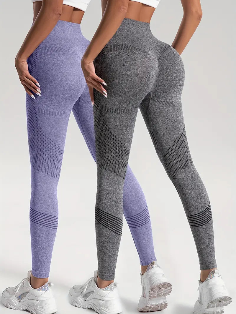Valenzora | 2 pcs. Sports leggings for yoga and fitness. Solid color with high stretch.