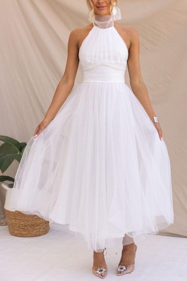 Valenzora | Halterneck Evening Dress Tulle Layers Elegant Formal Wear