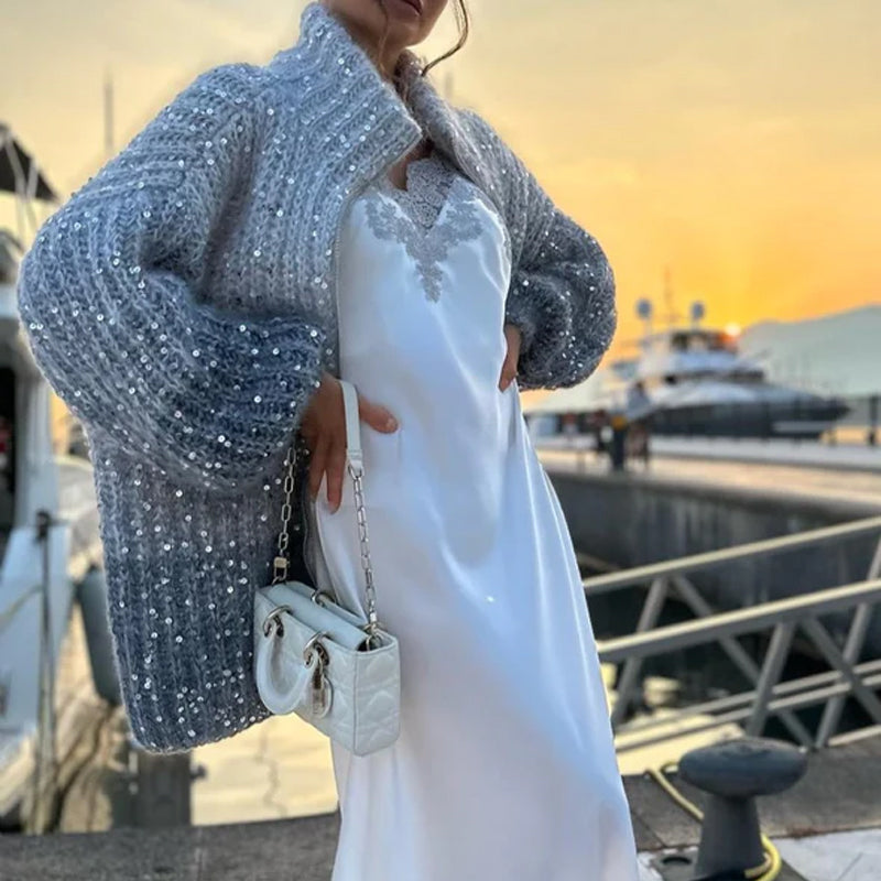 Valenzora | Strickjacke mit Glitzerpailletten