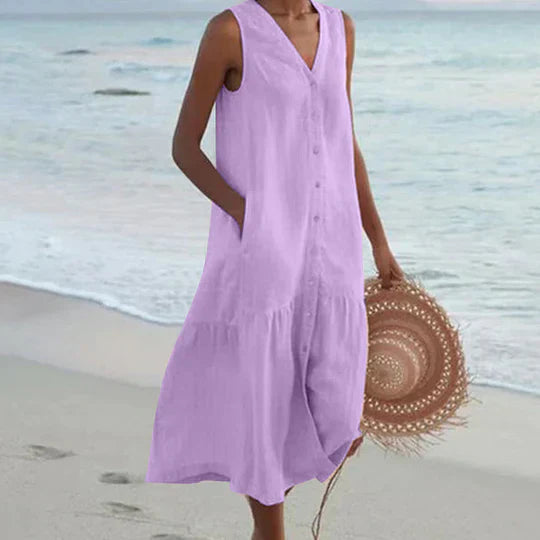 Valenzora | Soft Pink Linen Dress