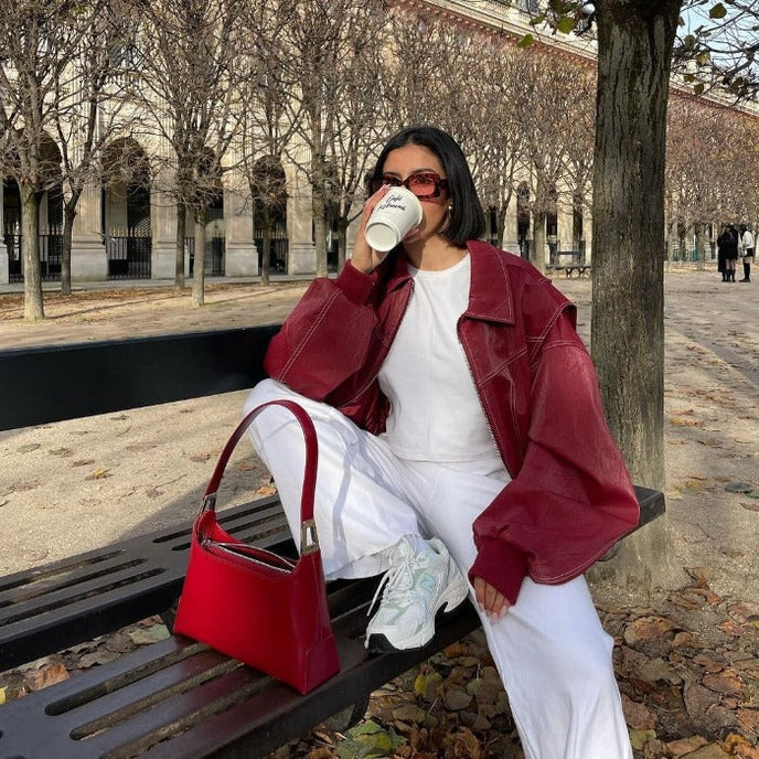 Valenzora | Oversized leather jacket with urban flair