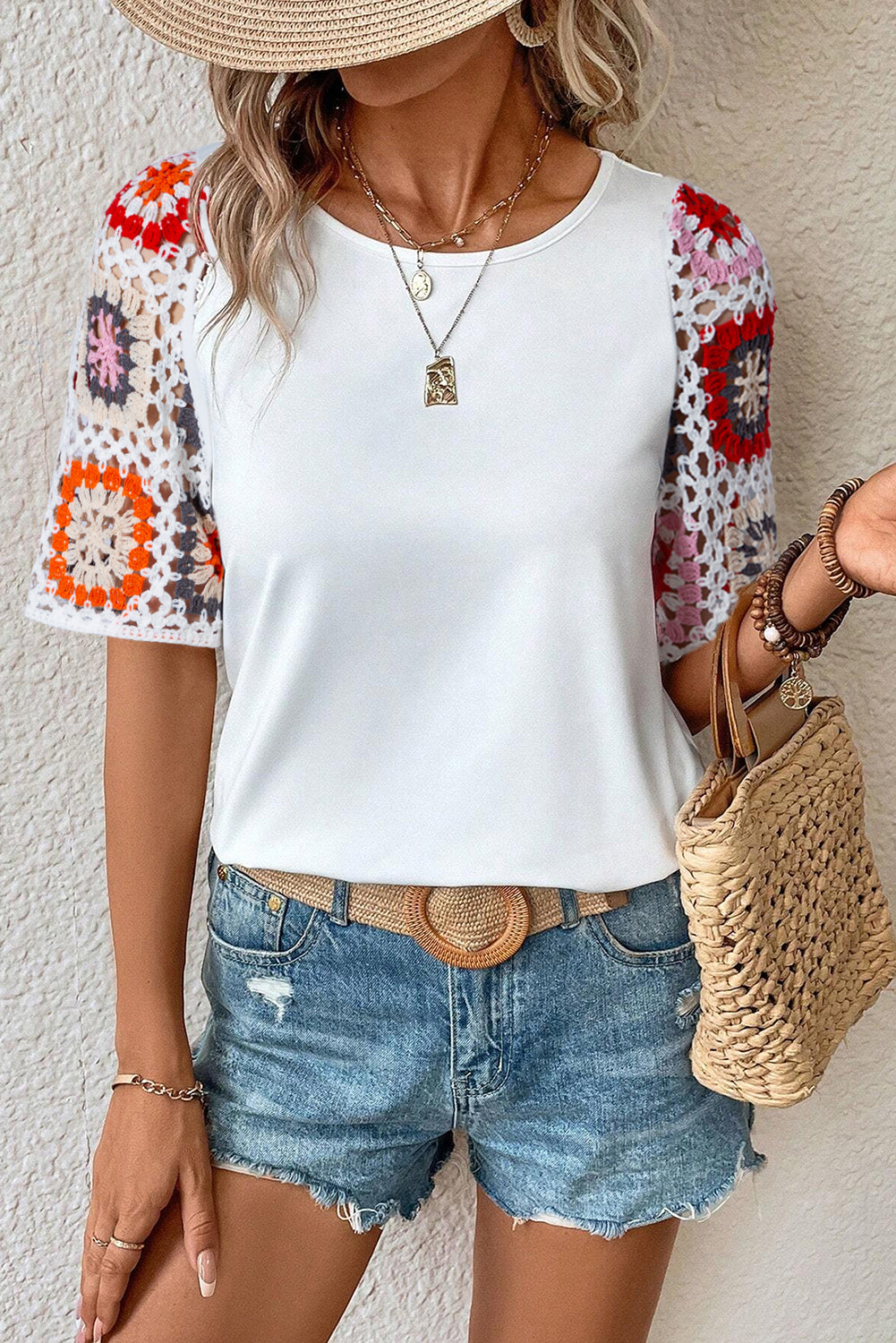 Valenzora | Floral Crochet T-Shirt for Women - Light & Airy