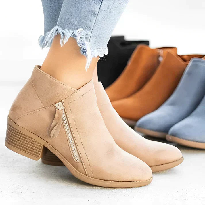 Women's Side Zipper High Heel Ankle Boots