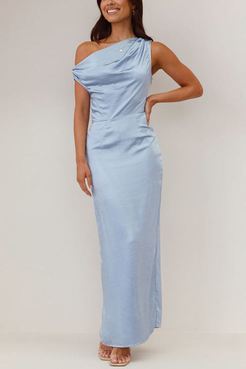 Valenzora | Rosiedress Asymmetrical Shoulder Back Cutout Fitted Maxi Dress