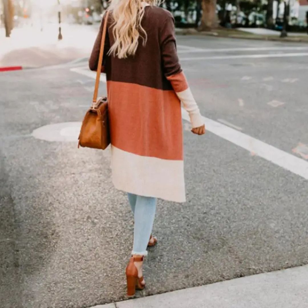 Valenzora | Cardigan with color blocking and open front