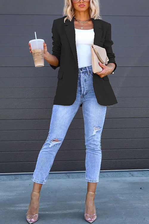 Valenzora | Rosiedress Classic One-Button Back Slit Pocket Blazer