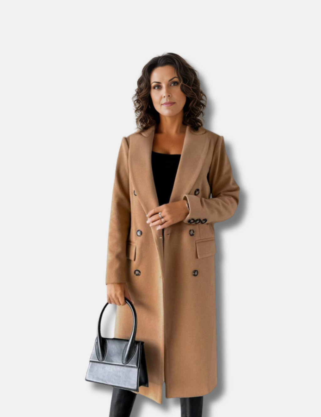 Double-breasted wool-look jacket for women