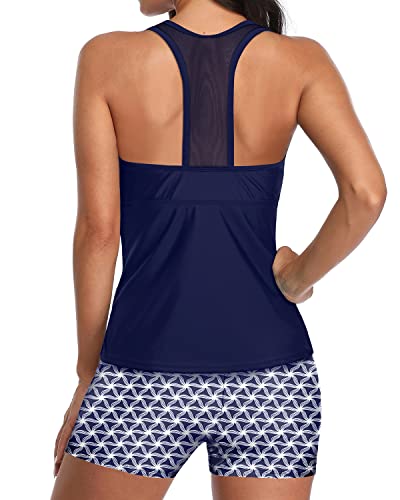 Valenzora | U-Neck Tankini Set with Mesh Racerback and Boyleg Shorts for Women