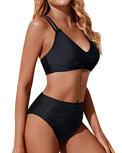 Valenzora | Twist Front High Waist Bikini Set Two-Piece Swimsuits Push-Up Wrap Swimsuits