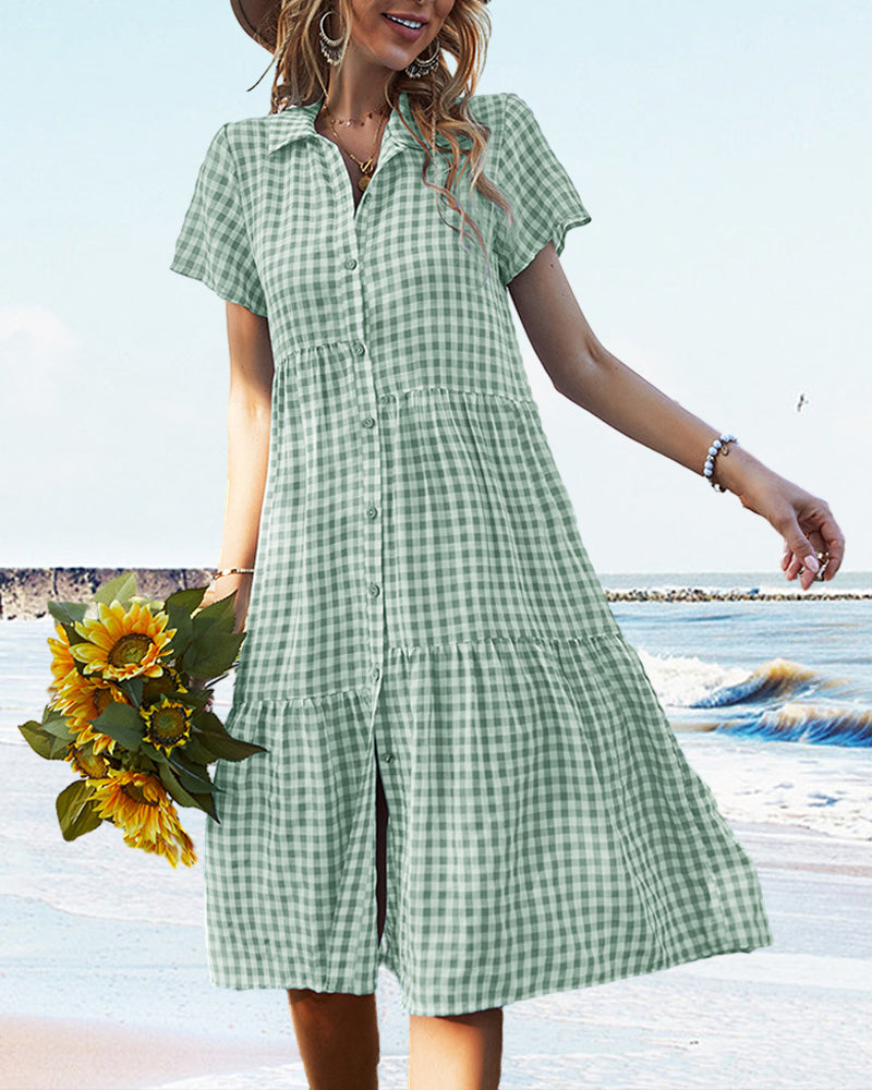 Valenzora | Casual checked shirt dress