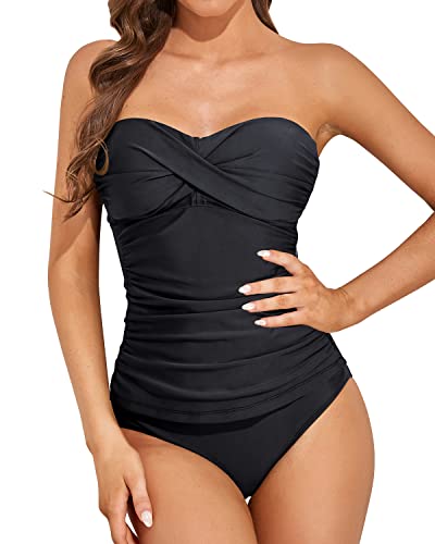 Valenzora | Twist Front Bandeau Tankini with Push-up Cups for Women