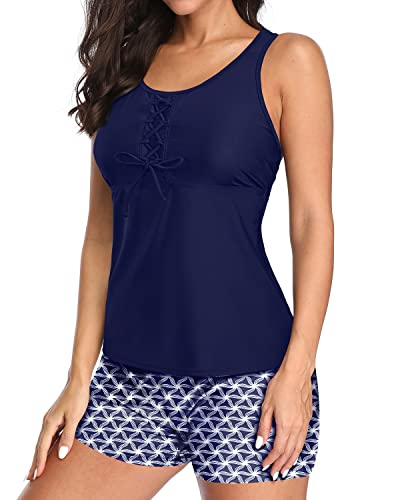 Valenzora | U-Neck Tankini Set with Mesh Racerback and Boyleg Shorts for Women