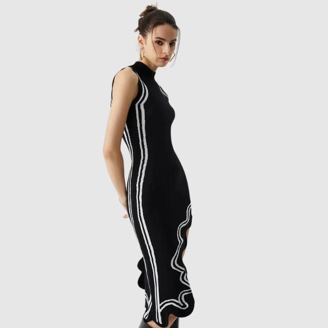 Valenzora | Sleeveless dress with contrasting piping