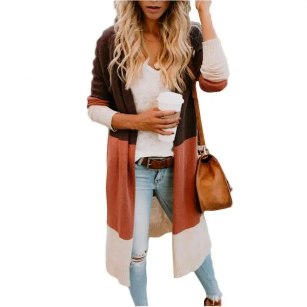 Valenzora | Cardigan with color blocking and open front