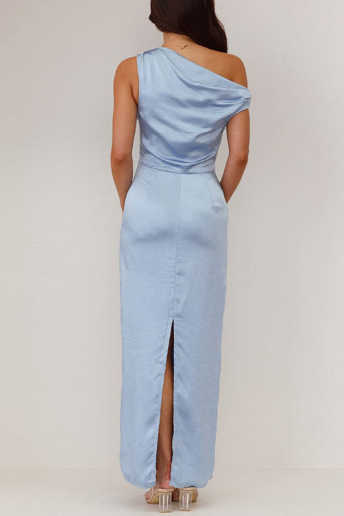 Valenzora | Rosiedress Asymmetrical Shoulder Back Cutout Fitted Maxi Dress