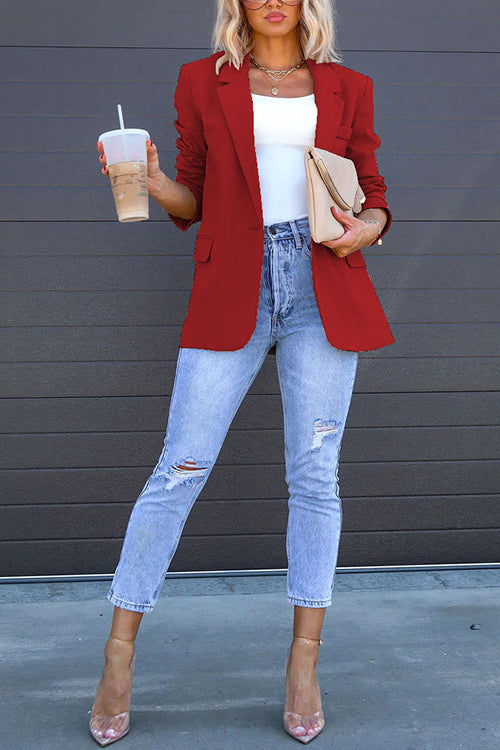 Valenzora | Rosiedress Classic One-Button Back Slit Pocket Blazer