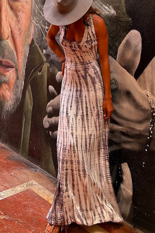 Valenzora | Rosiedress Criss Cross Wickelkleid mit freiem Rücken und Batikmuster