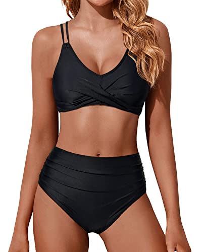 Valenzora | Twist Front High Waist Bikini Set Two-Piece Swimsuits Push-Up Wrap Swimsuits