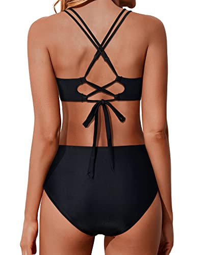 Valenzora | Twist Front High Waist Bikini Set Two-Piece Swimsuits Push-Up Wrap Swimsuits