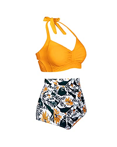 Valenzora | Ruffle Twist 50s Style Retro Swimwear High Waist Bikini Set for Women