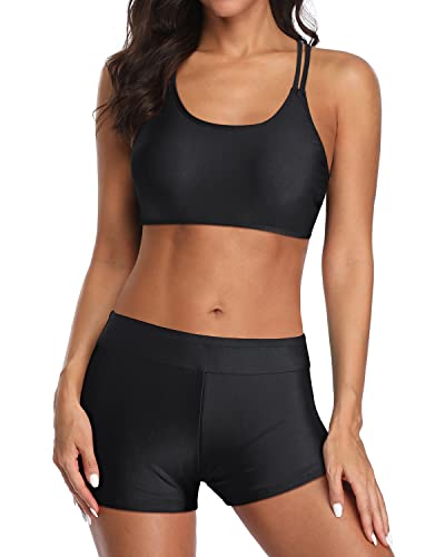 Valenzora | Sportlicher Sport-BH und Boyshorts 3-teilige Tankini-Badeanzüge