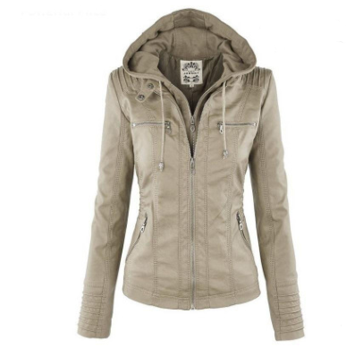 Leather jacket with lapel