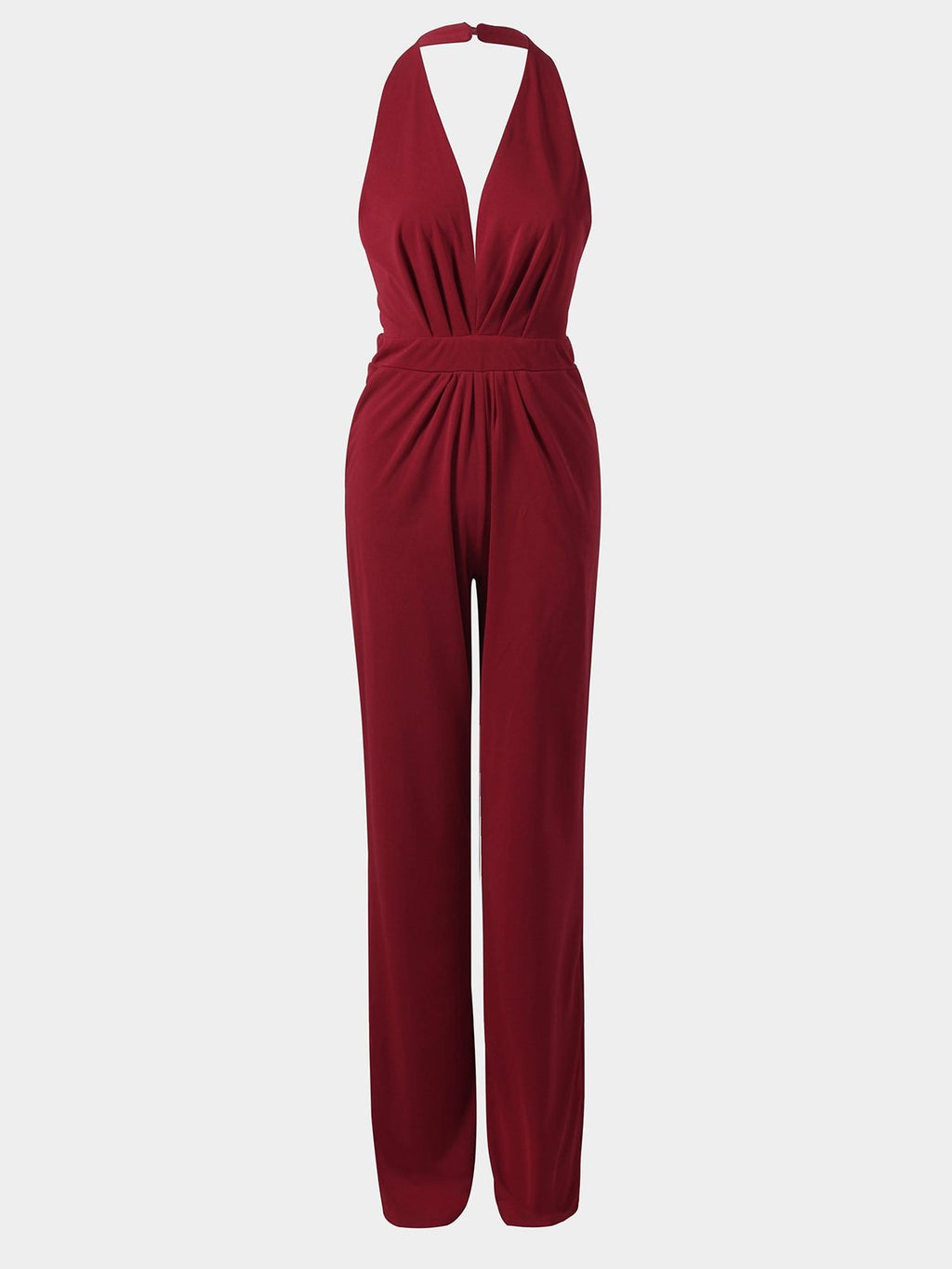 Valenzora | Deep V-neck Sleeveless Wide Leg Jumpsuit