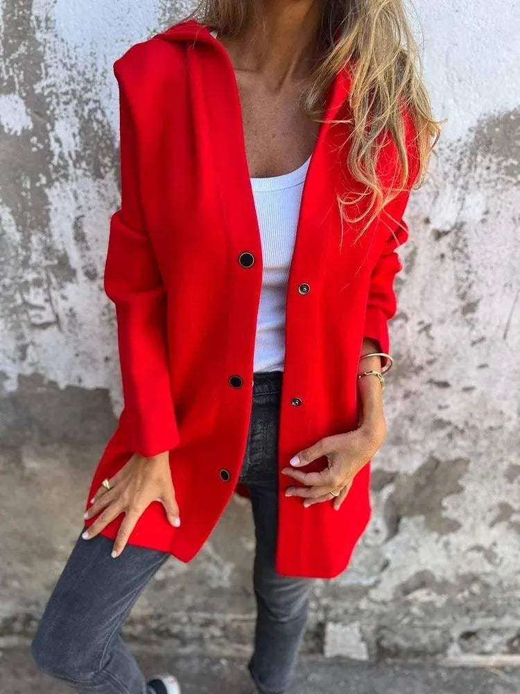 Valenzora | Lässige, einreihige Strickjacke mit Kapuze
