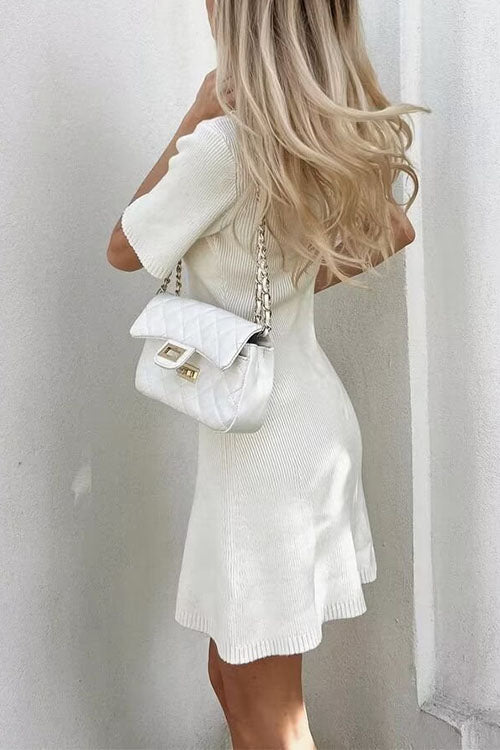 Valenzora | Rosiedress Short Sleeve Button Fastening Mini Knit Dress