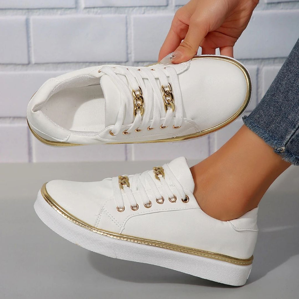 Valenzora | Comfortable women's sneakers with gold accents and soft insole for summer