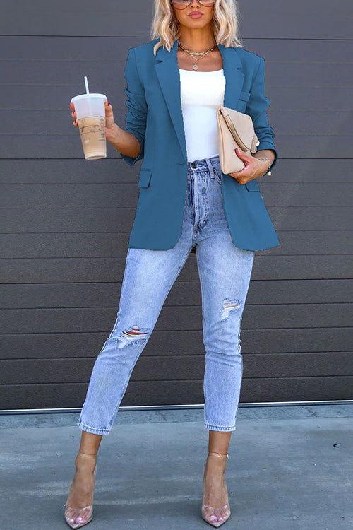 Valenzora | Rosiedress Classic One-Button Back Slit Pocket Blazer