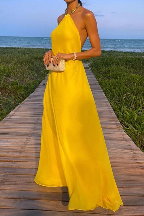 Valenzora | Rosiedress Chain Holder Open Back Maxi Swing Dress