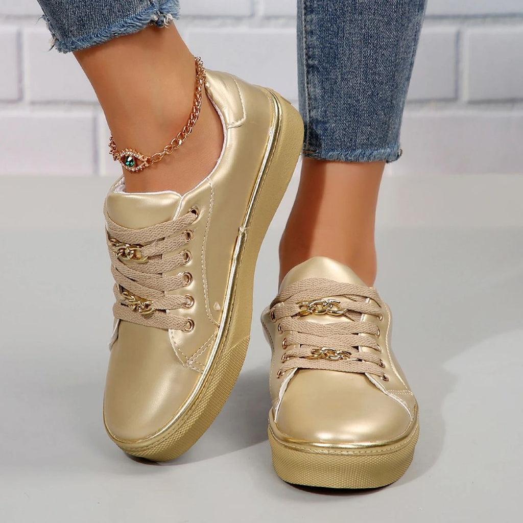 Valenzora | Comfortable women's sneakers with gold accents and soft insole for summer